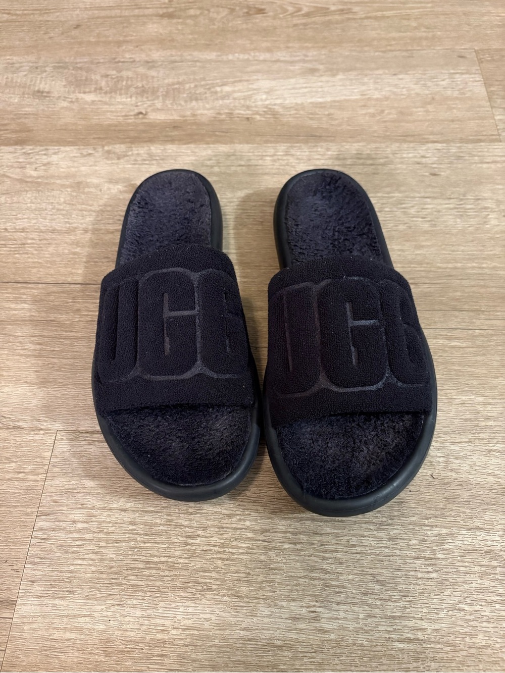 UGG MINI SLIDE BLACK TERRY SANDALS WOMEN SIZE 10
